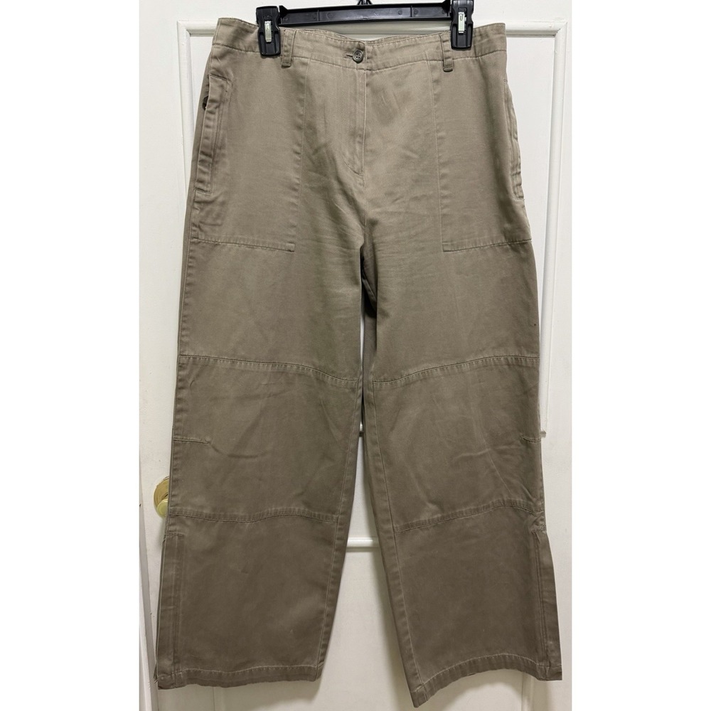 Jones New York Khaki Pants Utility Cargo Size 14P Wide Leg Pants High Rise Zip‎